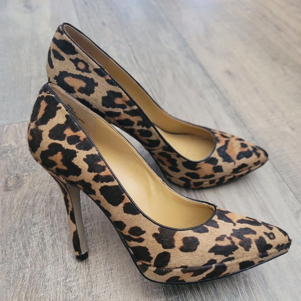 NINE WEST | Fur Leather Leopard Heels